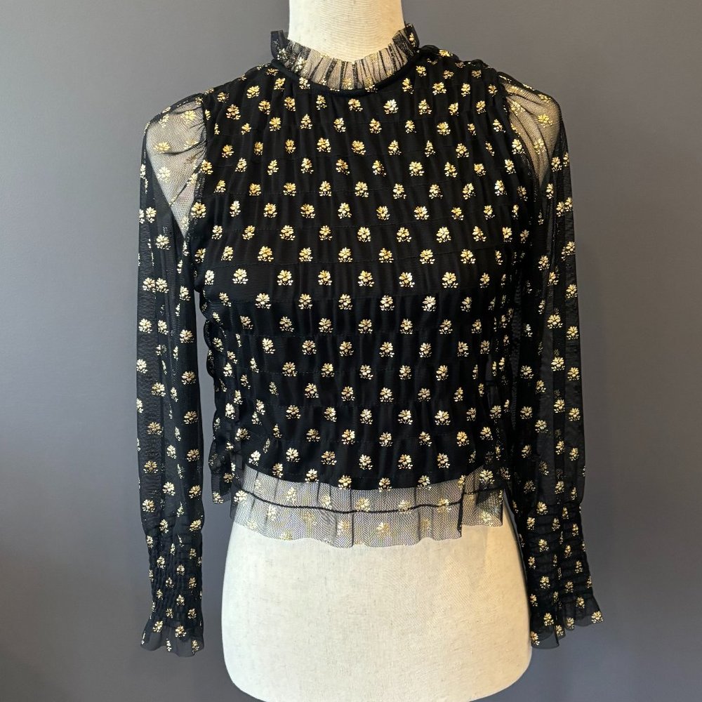 ZARA Kids Black and Metallic Top